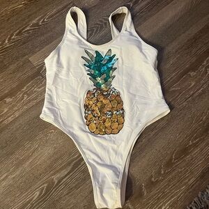 Sequin pineapple one piece swimsuit